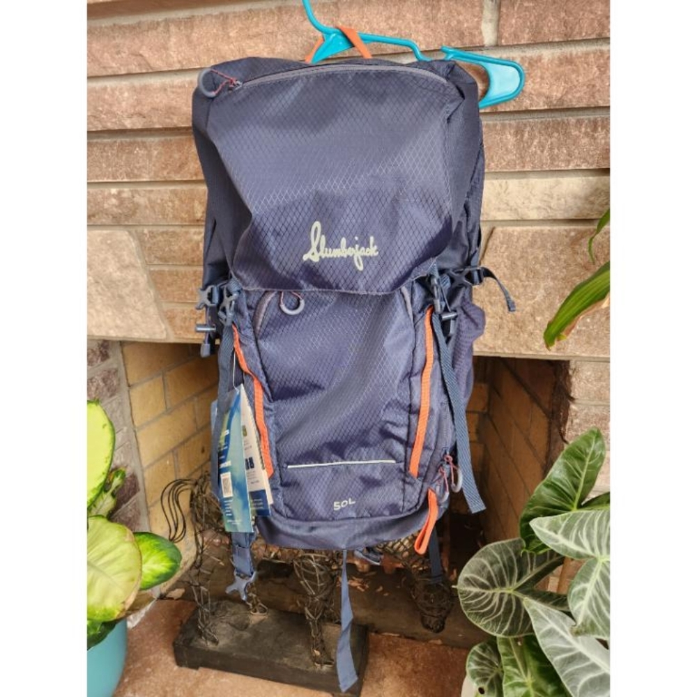 Slumberjack 50L Pack- Navy with Orange Accents